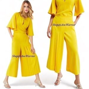 Zara RARE bright yellow pleated highrise cropped wide leg pants *shop@iamwarrior